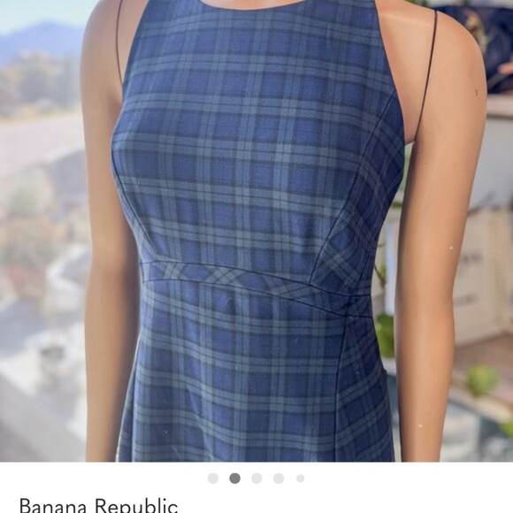 Banana Republic Navy and Forest Green Plaid Midi Dress - Picture 5 of 5